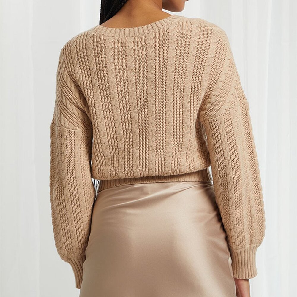 PacSun Beverly and Beck Fawn Cable Stitch Sweater Color Tan XS (NWT)